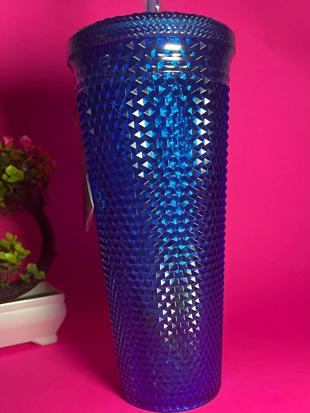 Disney Blue diamond Stitch Tumbler with Lid and Straw
